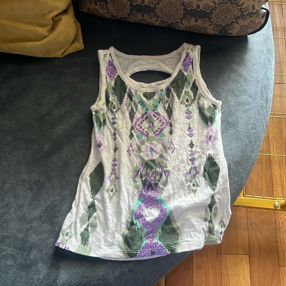 Justice size 6 tank, pretty, glitter, GUC